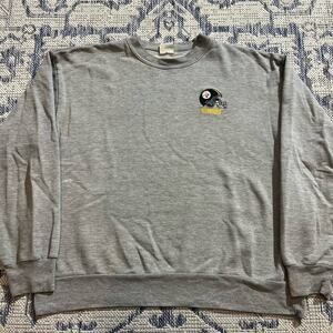 VTG 90's NFL Gray Steelers Football Crewneck Made in USA SZ BOXY XL